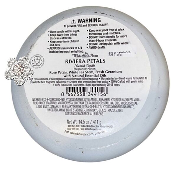 Bath & Body Works 3 Wick Candle Rivera Petals NEW in Box - Picture 4 of 6